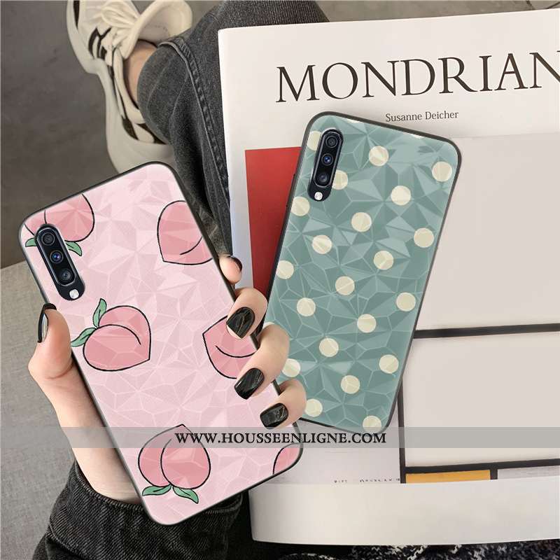 Coque Samsung Galaxy A30s Fluide Doux Losange Cœur Bleu Téléphone Portable Point D'onde