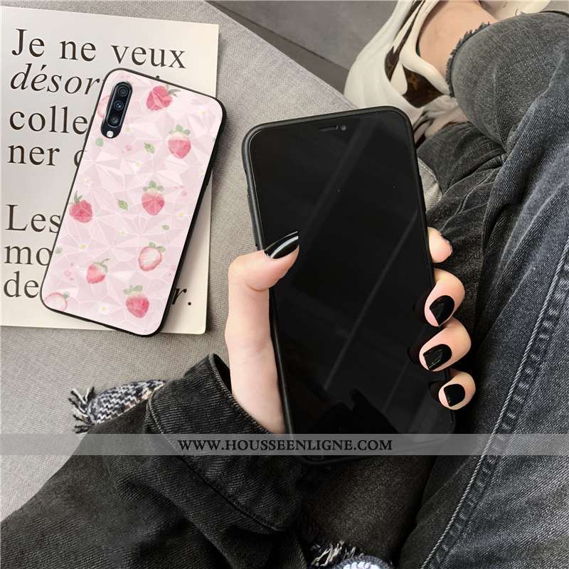 Coque Samsung Galaxy A30s Fluide Doux Losange Cœur Bleu Téléphone Portable Point D'onde