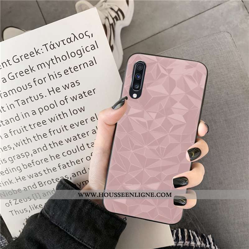 Coque Samsung Galaxy A30s Personnalité Tendance Étoile Simple Fluide Doux Losange Couleur Unie Rose