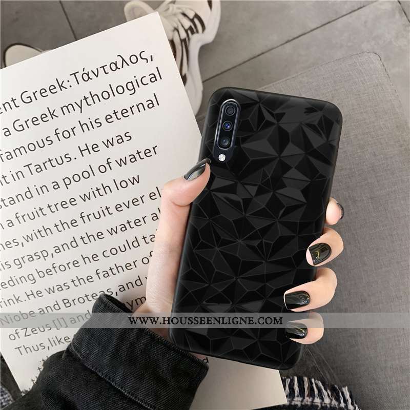 Coque Samsung Galaxy A30s Personnalité Tendance Étoile Simple Fluide Doux Losange Couleur Unie Rose