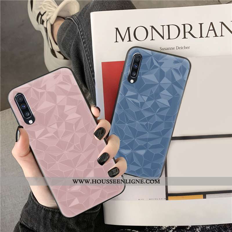 Coque Samsung Galaxy A30s Personnalité Tendance Étoile Simple Fluide Doux Losange Couleur Unie Rose
