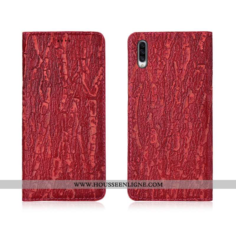 Coque Samsung Galaxy A30s Tendance Cuir Étui Housse Fluide Doux Étoile Rouge