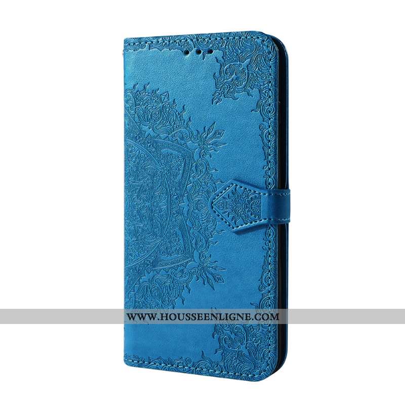 Coque Samsung Galaxy A40 Cuir Modèle Fleurie Carte Clamshell Fleur Fluide Doux Bleu