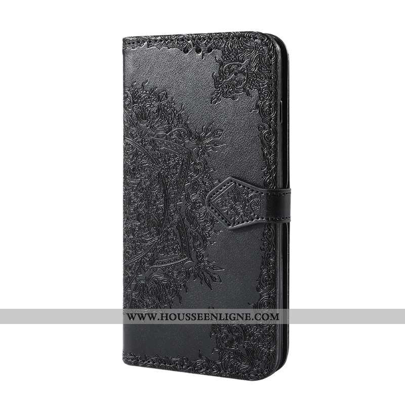 Coque Samsung Galaxy A40 Cuir Modèle Fleurie Carte Clamshell Fleur Fluide Doux Bleu