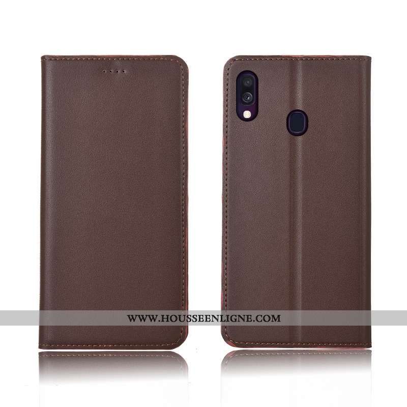 Coque Samsung Galaxy A40 Délavé En Daim Cuir Véritable Incassable Cuir Étui Nouveau Téléphone Portab