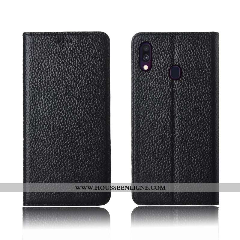 Coque Samsung Galaxy A40 Délavé En Daim Cuir Véritable Silicone Étoile Fluide Doux Téléphone Portabl