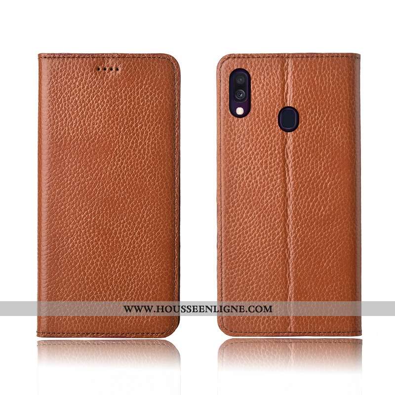 Coque Samsung Galaxy A40 Délavé En Daim Cuir Véritable Silicone Étoile Fluide Doux Téléphone Portabl