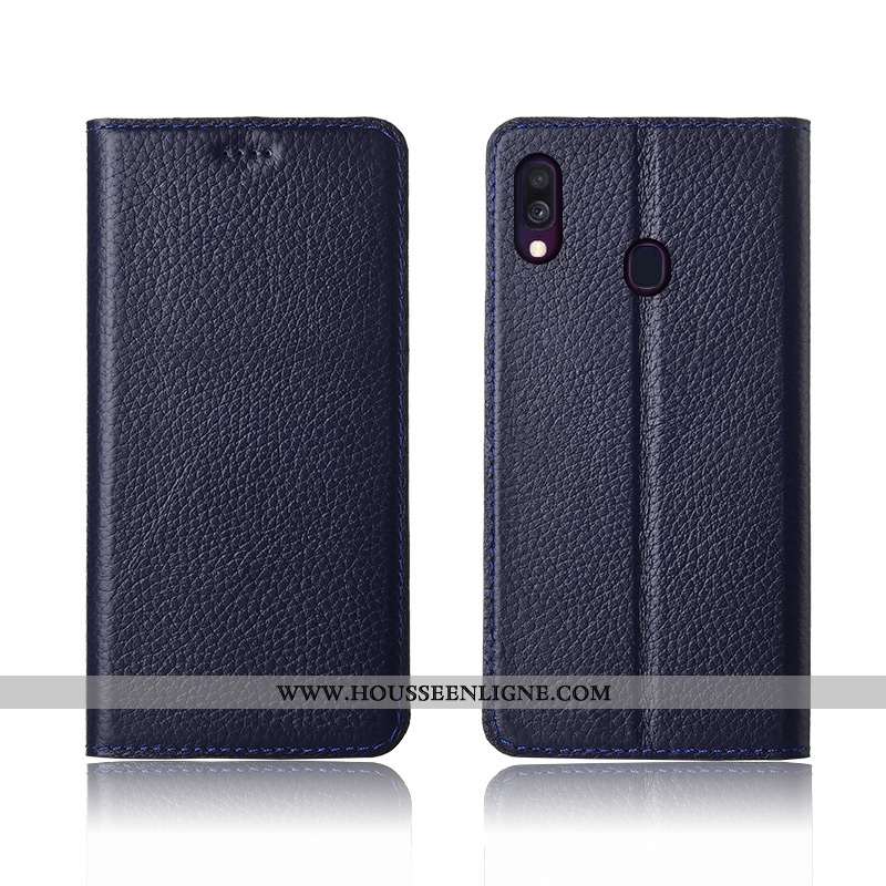 Coque Samsung Galaxy A40 Délavé En Daim Cuir Véritable Silicone Étoile Fluide Doux Téléphone Portabl