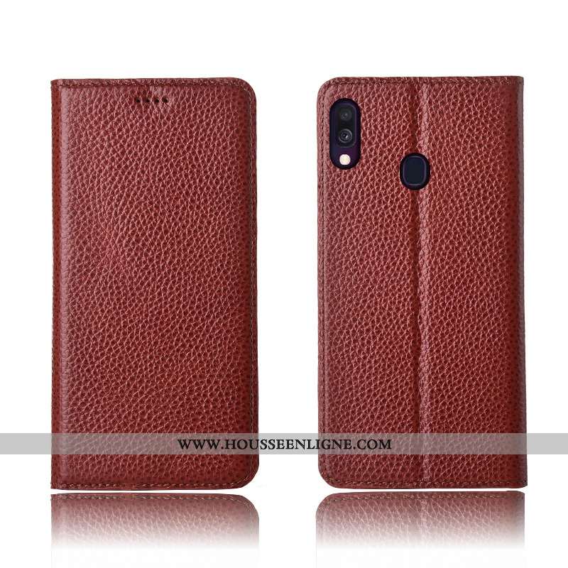 Coque Samsung Galaxy A40 Délavé En Daim Cuir Véritable Silicone Étoile Fluide Doux Téléphone Portabl
