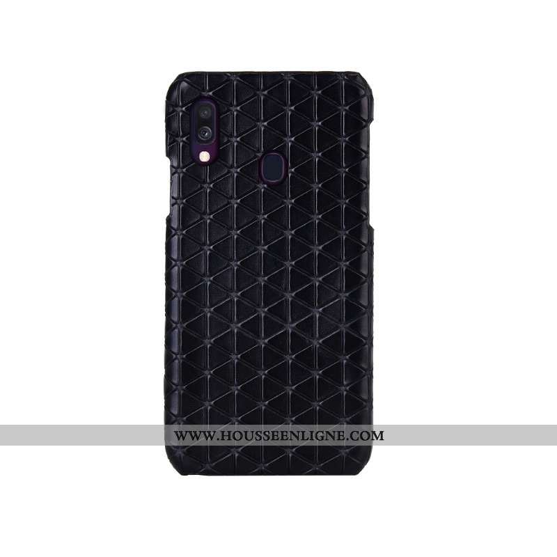 Coque Samsung Galaxy A40 Mode Protection Luxe Cuir Véritable Couvercle Arrière Étui Noir