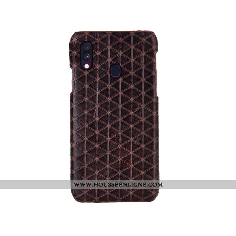 Coque Samsung Galaxy A40 Mode Protection Luxe Cuir Véritable Couvercle Arrière Étui Noir