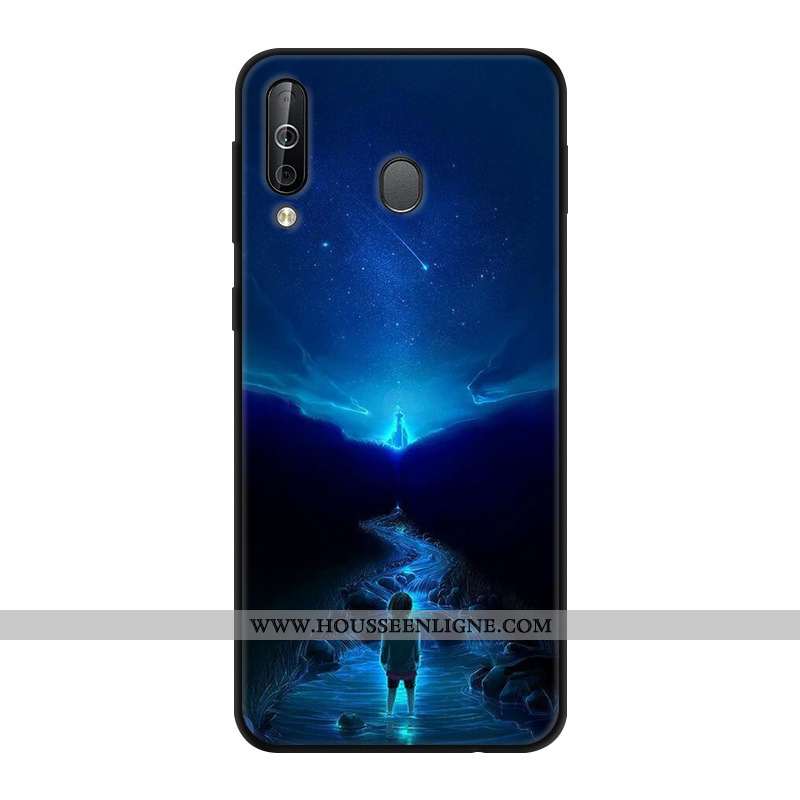 Coque Samsung Galaxy A40s Créatif Protection Verre Incassable Bleu Marin Ciel Étoilé Bleu Foncé