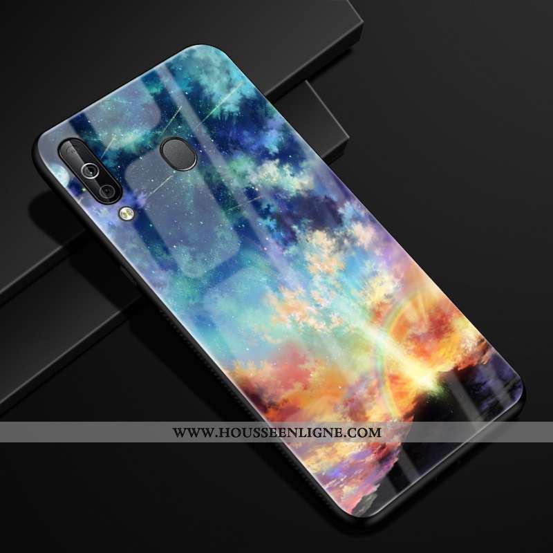 Coque Samsung Galaxy A40s Créatif Protection Verre Incassable Bleu Marin Ciel Étoilé Bleu Foncé