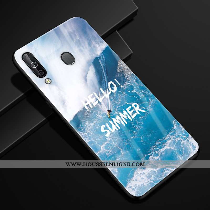 Coque Samsung Galaxy A40s Créatif Protection Verre Incassable Bleu Marin Ciel Étoilé Bleu Foncé