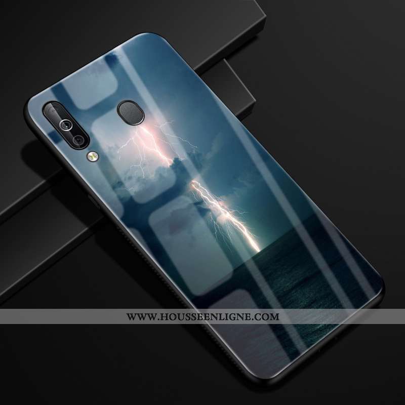 Coque Samsung Galaxy A40s Créatif Protection Verre Incassable Bleu Marin Ciel Étoilé Bleu Foncé