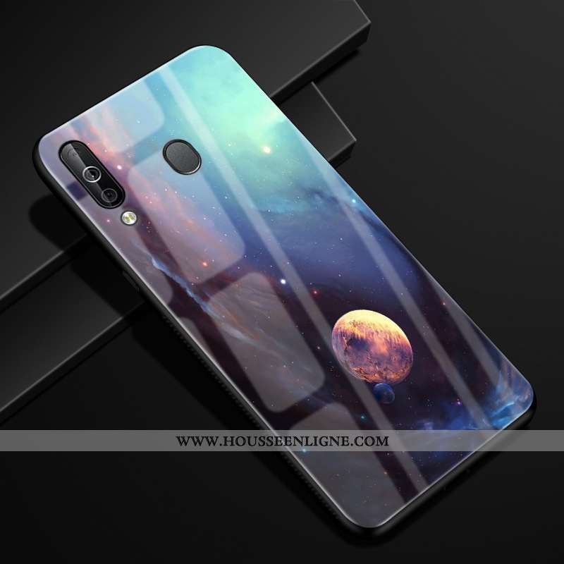 Coque Samsung Galaxy A40s Créatif Protection Verre Incassable Bleu Marin Ciel Étoilé Bleu Foncé