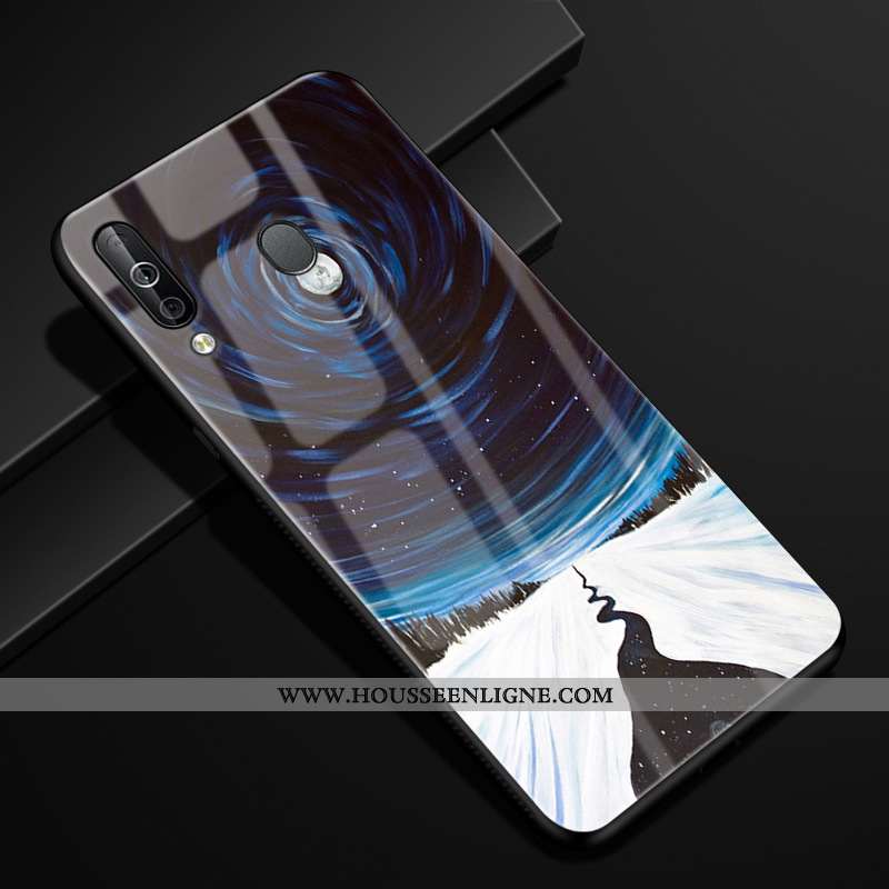 Coque Samsung Galaxy A40s Créatif Protection Verre Incassable Bleu Marin Ciel Étoilé Bleu Foncé