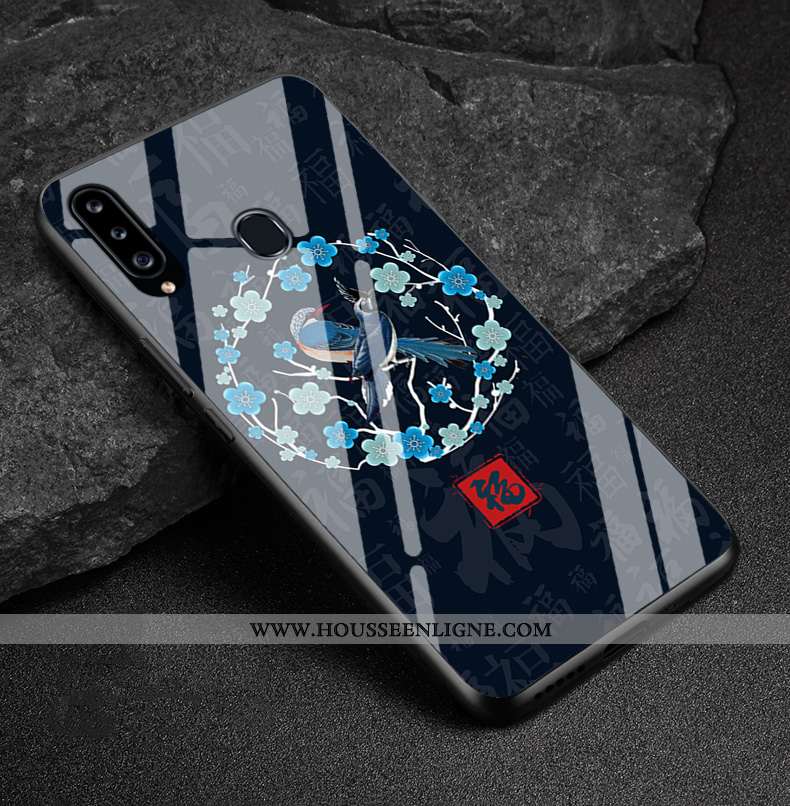 Coque Samsung Galaxy A40s Fluide Doux Silicone Téléphone Portable Incassable Verre Personnalisé Blan