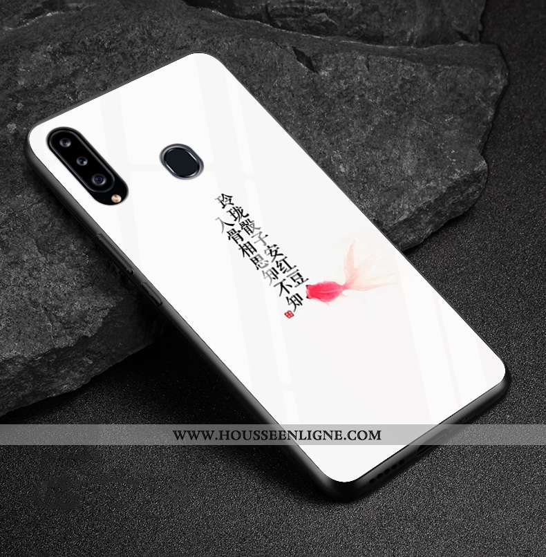 Coque Samsung Galaxy A40s Fluide Doux Silicone Téléphone Portable Incassable Verre Personnalisé Blan