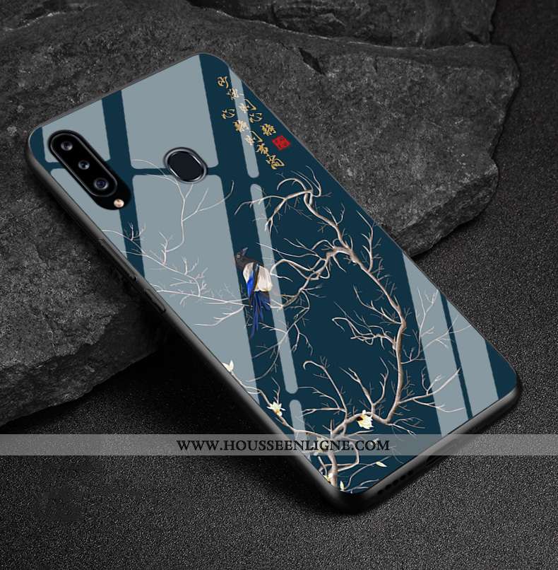 Coque Samsung Galaxy A40s Fluide Doux Silicone Téléphone Portable Incassable Verre Personnalisé Blan