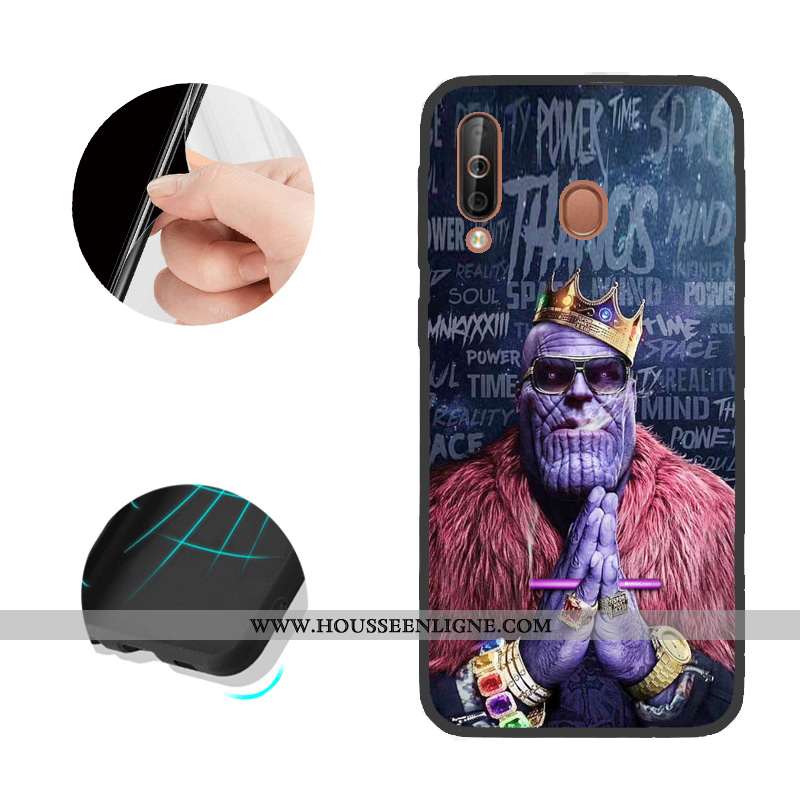 Coque Samsung Galaxy A40s Modèle Fleurie Noir Étui Téléphone Portable Étoile