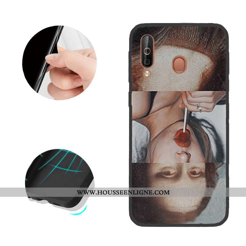 Coque Samsung Galaxy A40s Modèle Fleurie Noir Étui Téléphone Portable Étoile