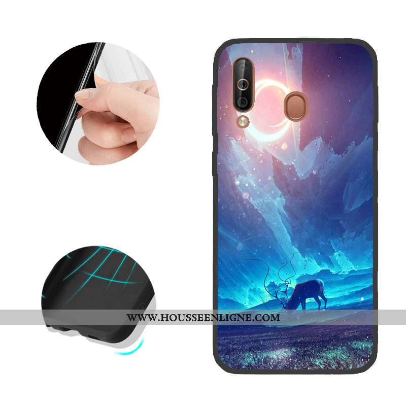 Coque Samsung Galaxy A40s Modèle Fleurie Noir Étui Téléphone Portable Étoile