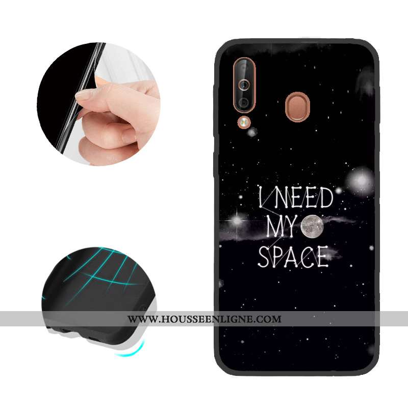 Coque Samsung Galaxy A40s Modèle Fleurie Noir Étui Téléphone Portable Étoile