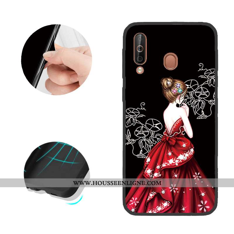 Coque Samsung Galaxy A40s Modèle Fleurie Noir Étui Téléphone Portable Étoile