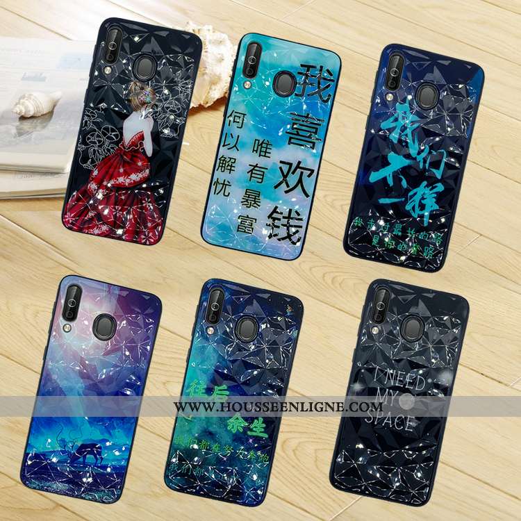 Coque Samsung Galaxy A40s Modèle Fleurie Noir Étui Téléphone Portable Étoile