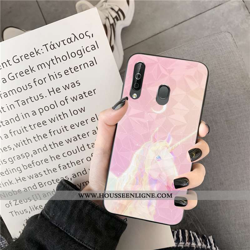 Coque Samsung Galaxy A40s Protection Charmant Téléphone Portable Losange Rose Étui