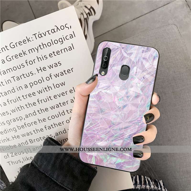 Coque Samsung Galaxy A40s Protection Charmant Téléphone Portable Losange Rose Étui