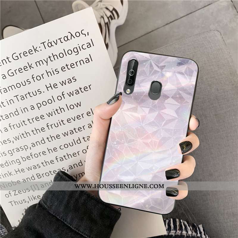 Coque Samsung Galaxy A40s Protection Charmant Téléphone Portable Losange Rose Étui