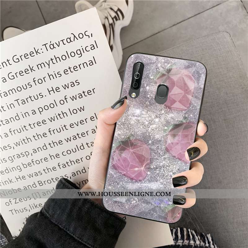 Coque Samsung Galaxy A40s Protection Charmant Téléphone Portable Losange Rose Étui