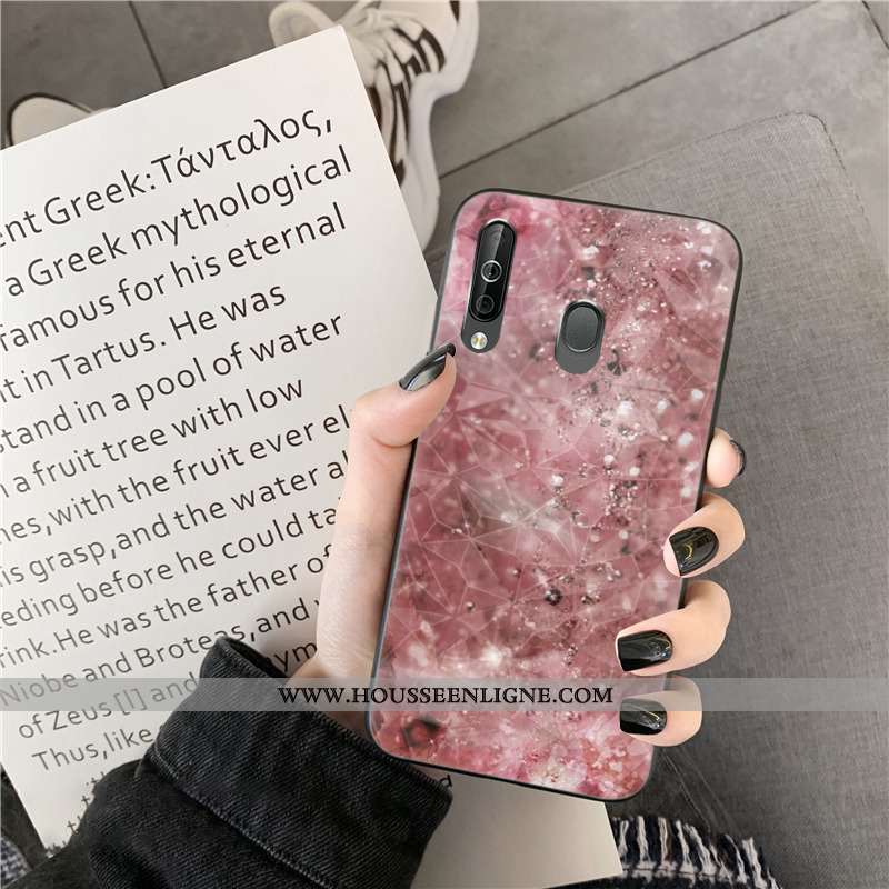 Coque Samsung Galaxy A40s Protection Charmant Téléphone Portable Losange Rose Étui