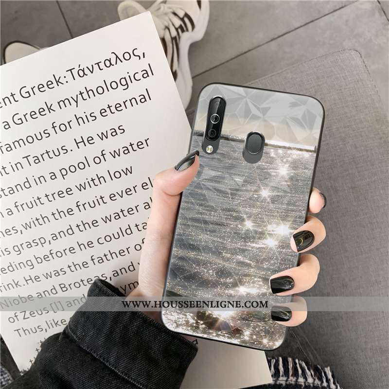 Coque Samsung Galaxy A40s Protection Charmant Téléphone Portable Losange Rose Étui