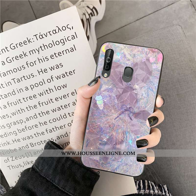 Coque Samsung Galaxy A40s Protection Charmant Téléphone Portable Losange Rose Étui