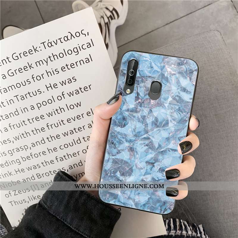Coque Samsung Galaxy A40s Protection Charmant Téléphone Portable Losange Rose Étui