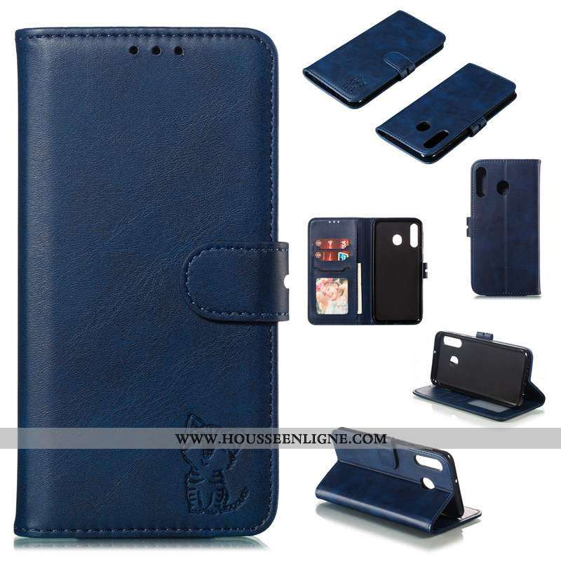 Coque Samsung Galaxy A40s Protection Cuir Téléphone Portable Bovins Housse Rouge