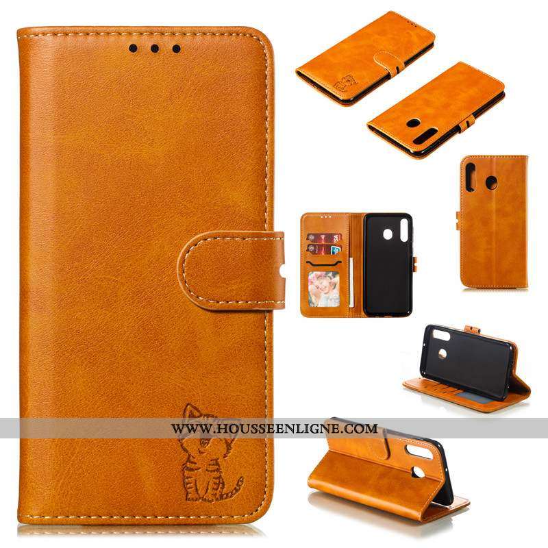 Coque Samsung Galaxy A40s Protection Cuir Téléphone Portable Bovins Housse Rouge