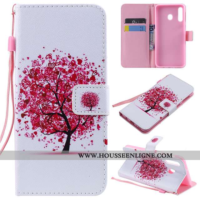 Coque Samsung Galaxy A40s Protection Cuir Étui Rose Clamshell Étoile Incassable