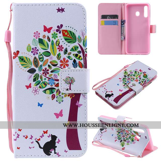 Coque Samsung Galaxy A40s Protection Cuir Étui Rose Clamshell Étoile Incassable