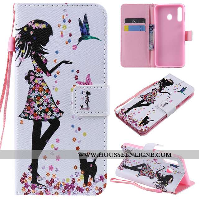 Coque Samsung Galaxy A40s Protection Cuir Étui Rose Clamshell Étoile Incassable