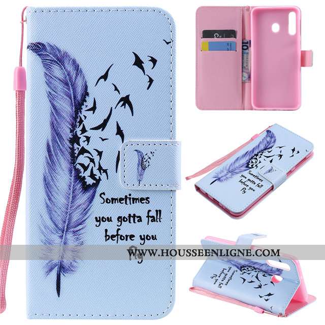 Coque Samsung Galaxy A40s Protection Cuir Étui Rose Clamshell Étoile Incassable