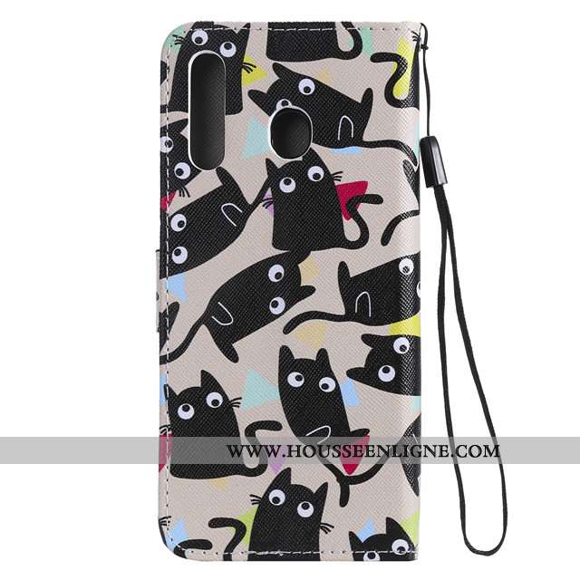 Coque Samsung Galaxy A40s Protection Cuir Étui Rose Clamshell Étoile Incassable