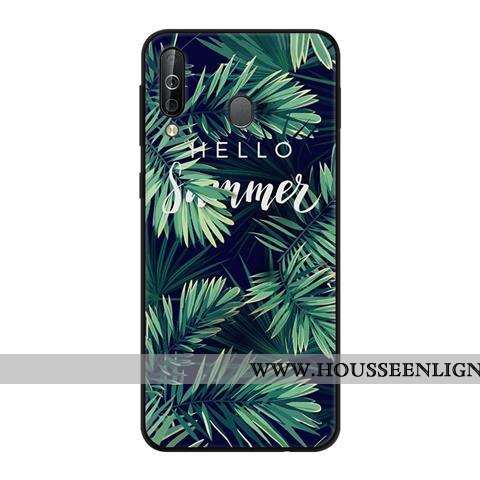 Coque Samsung Galaxy A40s Protection Délavé En Daim Fluide Doux Vert Noir Étui Verte