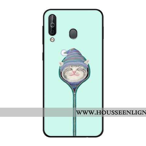 Coque Samsung Galaxy A40s Protection Délavé En Daim Fluide Doux Vert Noir Étui Verte