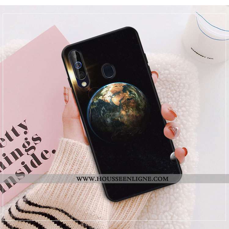 Coque Samsung Galaxy A40s Verre Créatif Étui Miroir Protection Téléphone Portable Étoile Noir