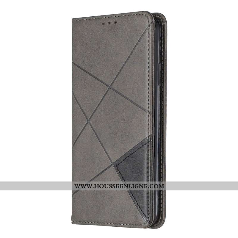 Coque Samsung Galaxy A41 Cuir Protection Carte Étoile Étui Gris Jaune
