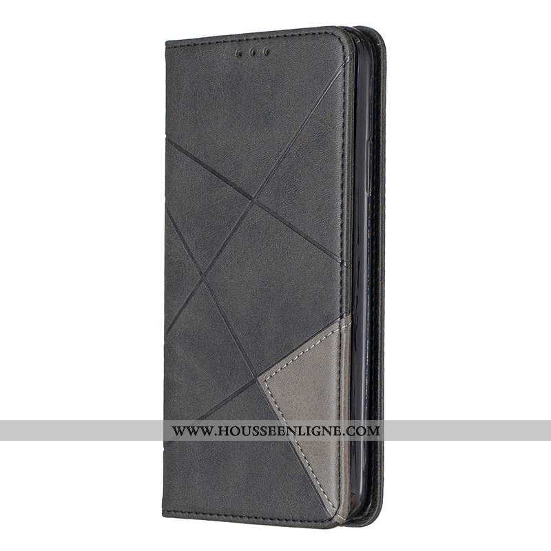 Coque Samsung Galaxy A41 Cuir Protection Carte Étoile Étui Gris Jaune